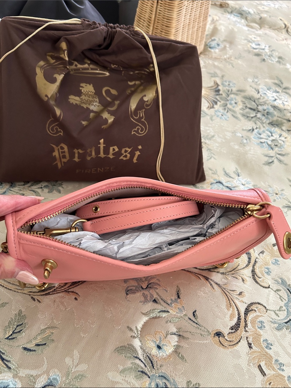 Coach Swinger Bag! Pink Leather Crossbody Bag with Brass & Leather Chain - Picture 6 of 11